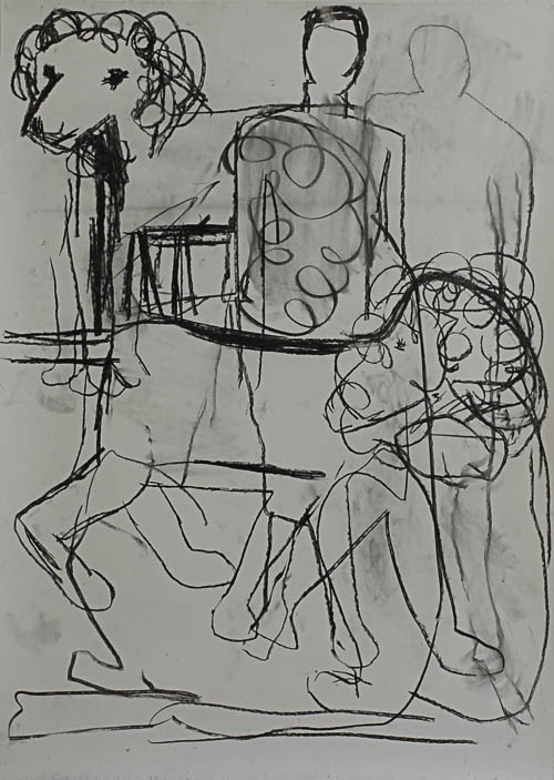 lion king, kohle auf papier, 150x130