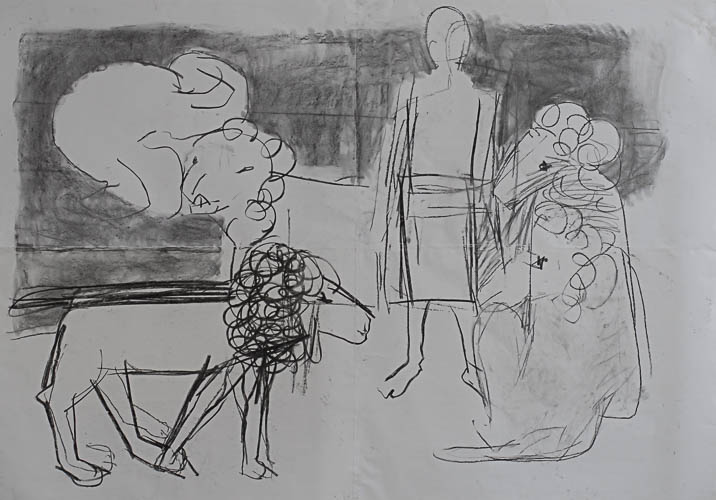 lion king, kohle auf papier, 160x200